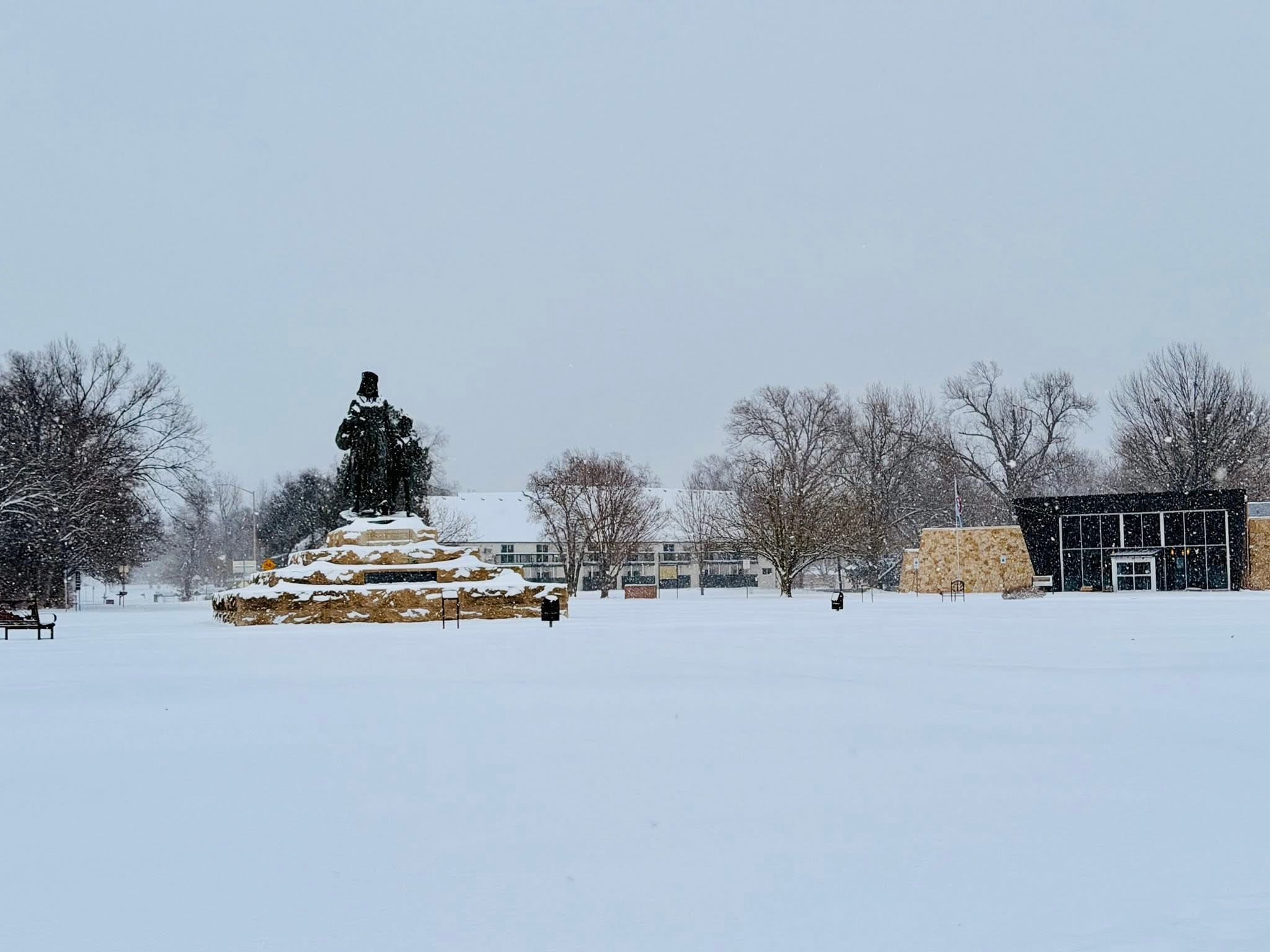 Pioneer Woman Statue & Museum in winter